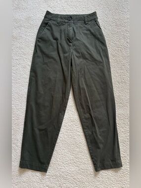Frank and Oak Amelia Coupe Retro Vintage fit olive green pants sz 2 (27) organic